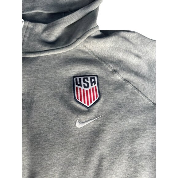 Nike USA Tech Fleece Windrunner Asym Full Zip Hoodie Woman's Sz XL Heather Grey - Picture 10 of 13